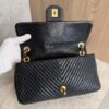 Chanel Crumpled Lambskin Chevron Quilted Medium Surpique Flap Black