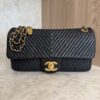 Chanel Crumpled Lambskin Chevron Quilted Medium Surpique Flap Black