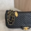 Chanel Crumpled Lambskin Chevron Quilted Medium Surpique Flap Black