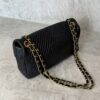Chanel Crumpled Lambskin Chevron Quilted Medium Surpique Flap Black
