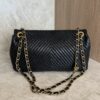 Chanel Crumpled Lambskin Chevron Quilted Medium Surpique Flap Black