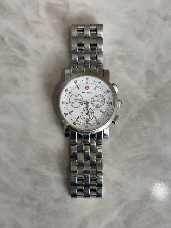 Michele Sport Sail Chronograph Stainless Steel 38mm White Chronograph Dial Watch