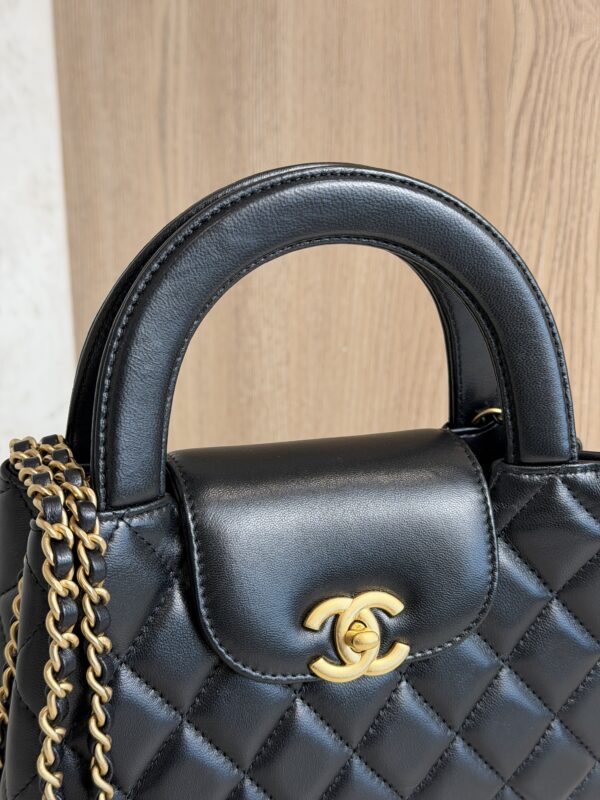 Chanel Shiny Aged Calfskin Quilted Nano Kelly Shopper Black