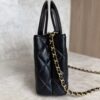 Chanel Shiny Aged Calfskin Quilted Nano Kelly Shopper Black