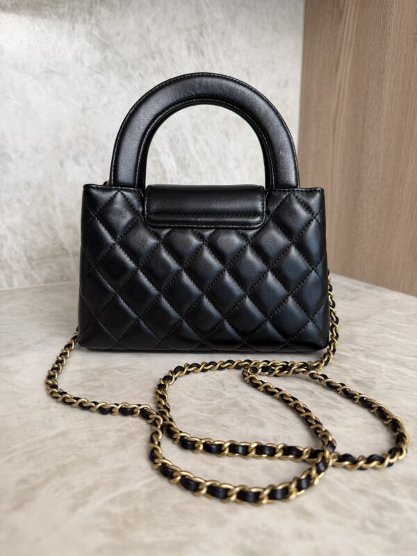 Chanel Shiny Aged Calfskin Quilted Nano Kelly Shopper Black