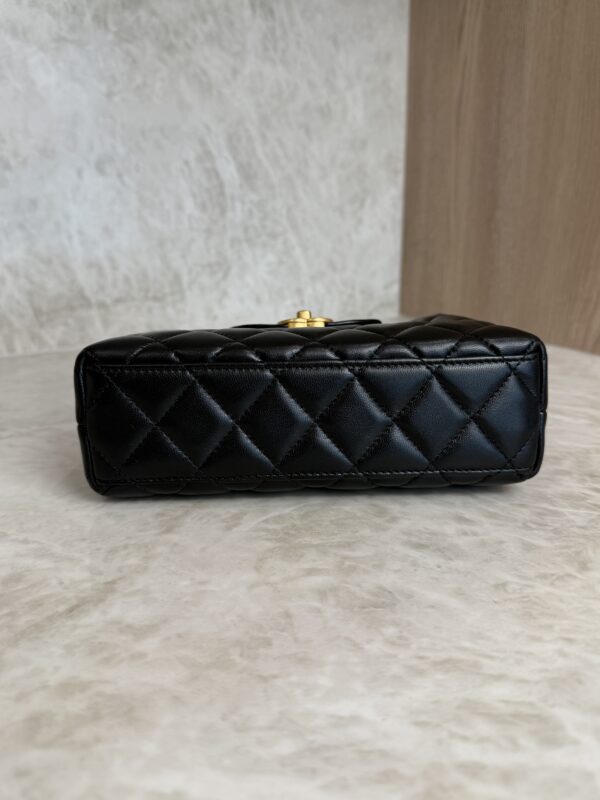 Chanel Shiny Aged Calfskin Quilted Nano Kelly Shopper Black