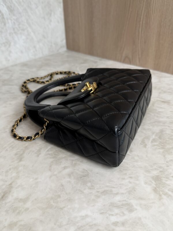 Chanel Shiny Aged Calfskin Quilted Nano Kelly Shopper Black