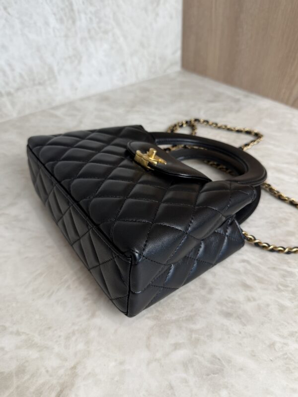 Chanel Shiny Aged Calfskin Quilted Nano Kelly Shopper Black