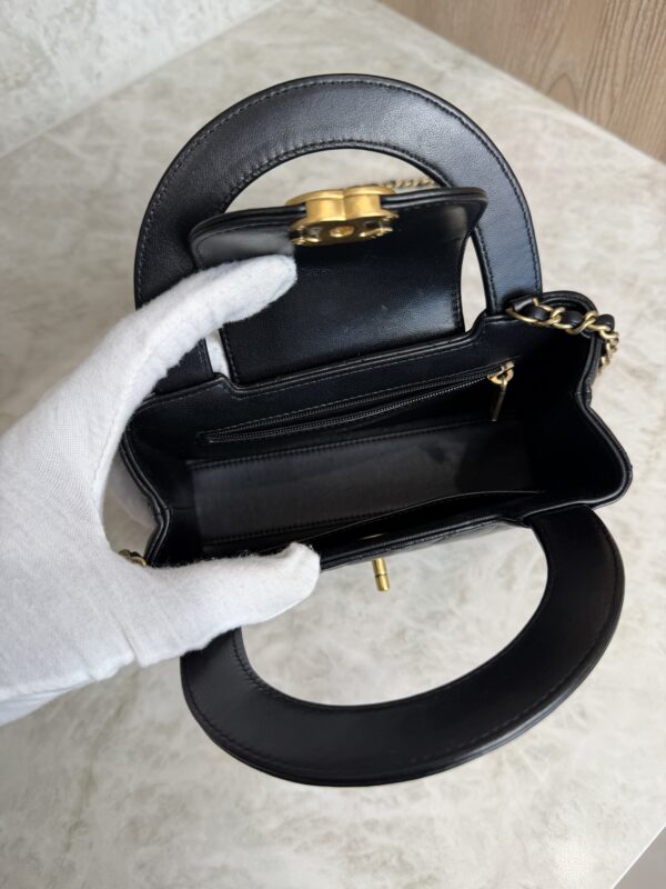 Chanel Shiny Aged Calfskin Quilted Nano Kelly Shopper Black