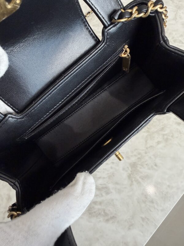 Chanel Shiny Aged Calfskin Quilted Nano Kelly Shopper Black