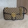 Gucci GG Marmont Flap Bag Diagonal Quilted GG Canvas with Leather Small