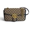 Gucci GG Marmont Flap Bag Diagonal Quilted GG Canvas with Leather Small