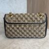 Gucci GG Marmont Flap Bag Diagonal Quilted GG Canvas with Leather Small