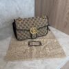 Gucci GG Marmont Flap Bag Diagonal Quilted GG Canvas with Leather Small