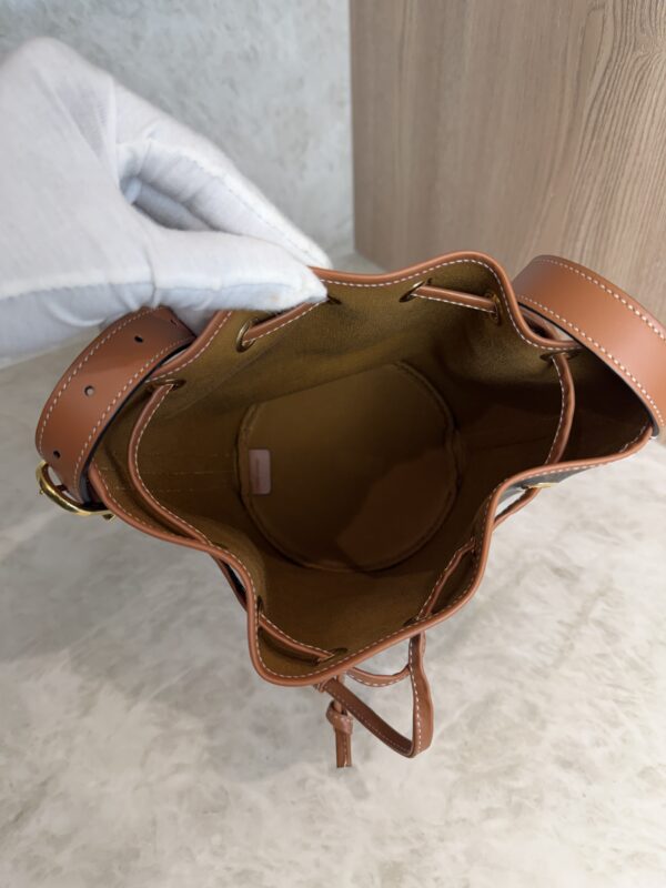 Drawstring Bucket Bag Triomphe Coated Canvas Small
