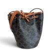 Drawstring Bucket Bag Triomphe Coated Canvas Small