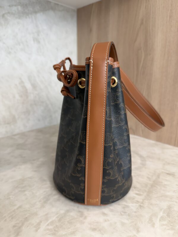 Drawstring Bucket Bag Triomphe Coated Canvas Small