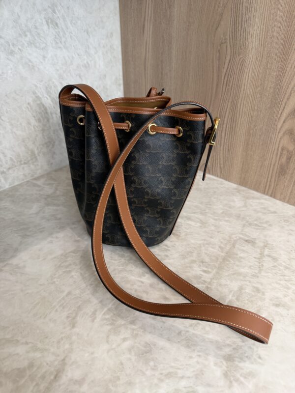 Drawstring Bucket Bag Triomphe Coated Canvas Small