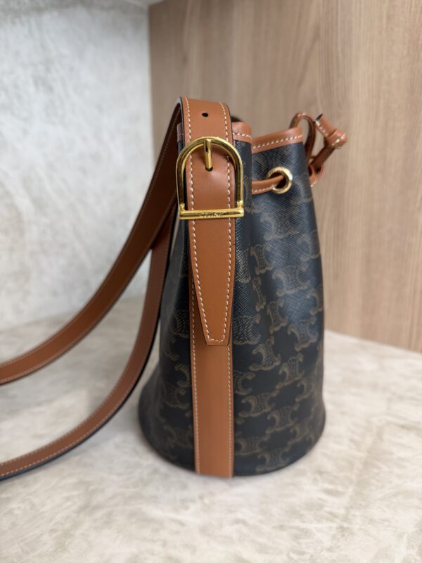 Drawstring Bucket Bag Triomphe Coated Canvas Small