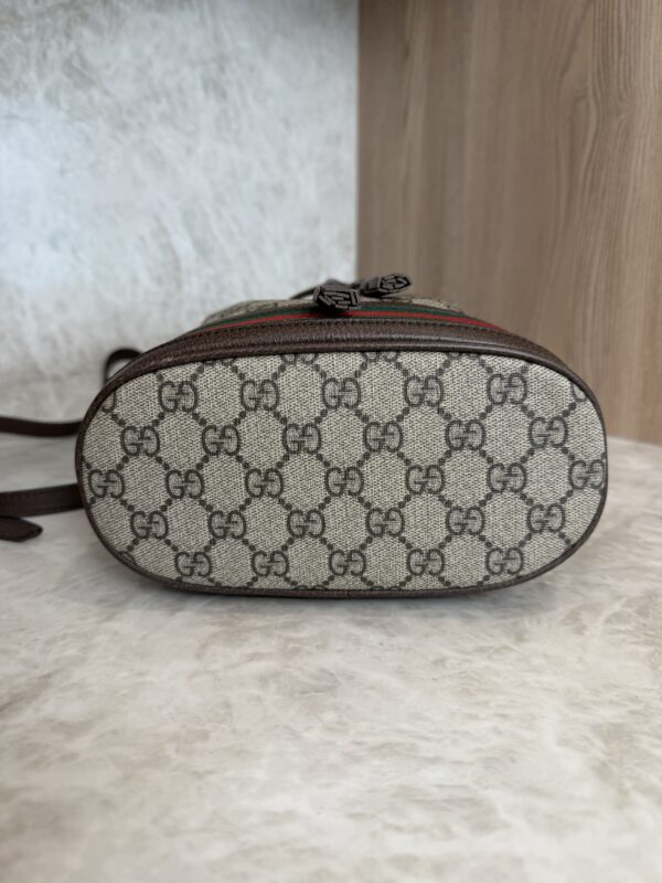 Gucci GG Supreme Monogram Web Small Ophidia Bucket Bag Brown