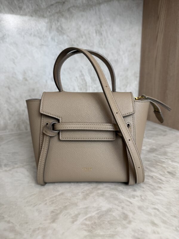 Celine Grained Calfskin Pico Belt Bag Light Taupe
