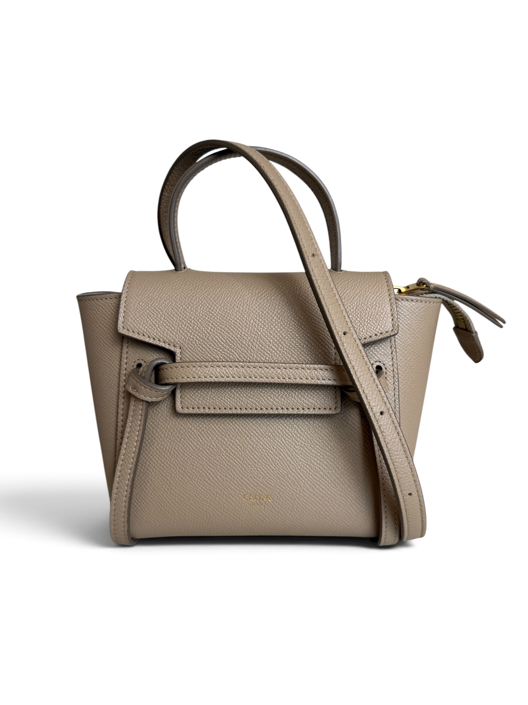 Celine Grained Calfskin Pico Belt Bag Light Taupe