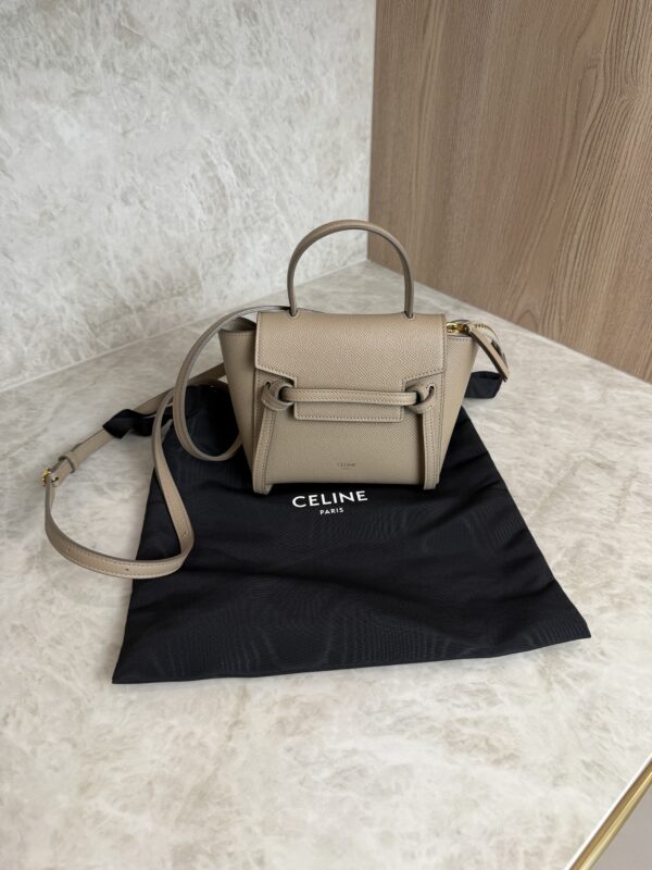 Celine Grained Calfskin Pico Belt Bag Light Taupe