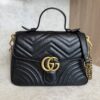 Gucci GG Marmont Top Handle Flap Bag Matelasse Leather Small Black