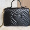 Gucci GG Marmont Top Handle Flap Bag Matelasse Leather Small Black