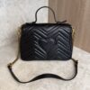 Gucci GG Marmont Top Handle Flap Bag Matelasse Leather Small Black