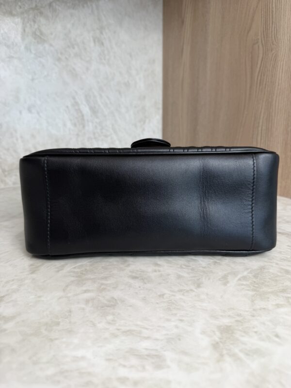 Gucci GG Marmont Top Handle Flap Bag Matelasse Leather Small Black