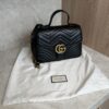 Gucci GG Marmont Top Handle Flap Bag Matelasse Leather Small Black