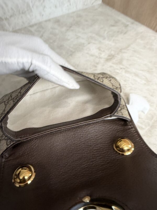 Gucci GG Supreme Monogram Textured Dollar Calfskin Mini Blondie Chain Shoulder Flap Bag Beige Ebony New Acero