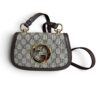 Gucci GG Supreme Monogram Textured Dollar Calfskin Mini Blondie Chain Shoulder Flap Bag Beige Ebony New Acero