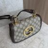Gucci GG Supreme Monogram Textured Dollar Calfskin Mini Blondie Chain Shoulder Flap Bag Beige Ebony New Acero