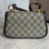 Gucci GG Supreme Monogram Textured Dollar Calfskin Mini Blondie Chain Shoulder Flap Bag Beige Ebony New Acero