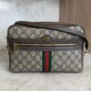 Gucci GG Supreme Monogram Web Small Ophidia Shoulder Bag Brown