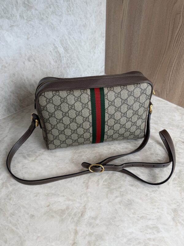 Gucci GG Supreme Monogram Web Small Ophidia Shoulder Bag Brown