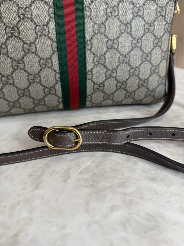 Gucci GG Supreme Monogram Web Small Ophidia Shoulder Bag Brown