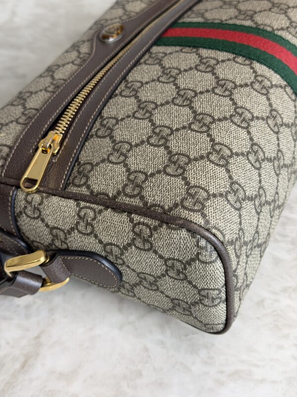 Gucci GG Supreme Monogram Web Small Ophidia Shoulder Bag Brown
