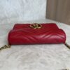 Gucci Calfskin Matelasse GG Marmont Chain Wallet Red