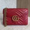 Gucci Calfskin Matelasse GG Marmont Chain Wallet Red