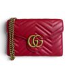 Gucci Calfskin Matelasse GG Marmont Chain Wallet Red