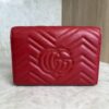 Gucci Calfskin Matelasse GG Marmont Chain Wallet Red