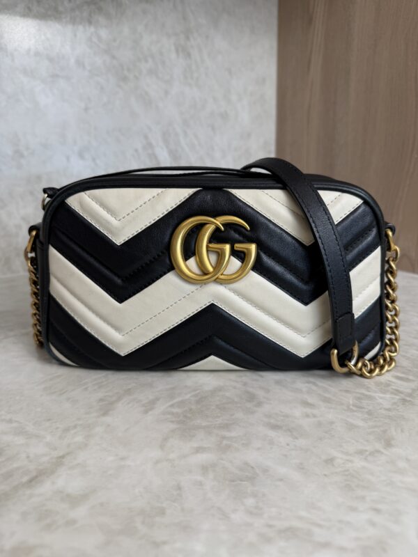 Gucci Matelasse Small GG Marmont Black and White