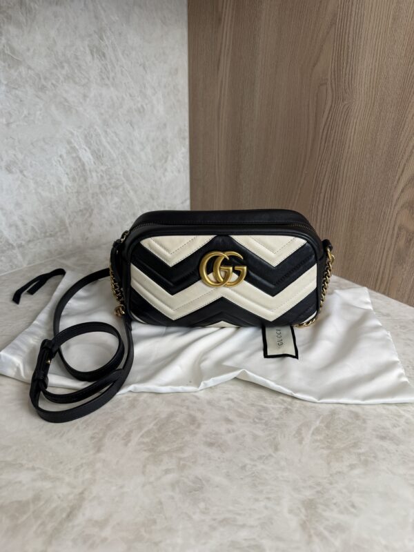 Gucci Matelasse Small GG Marmont Black and White