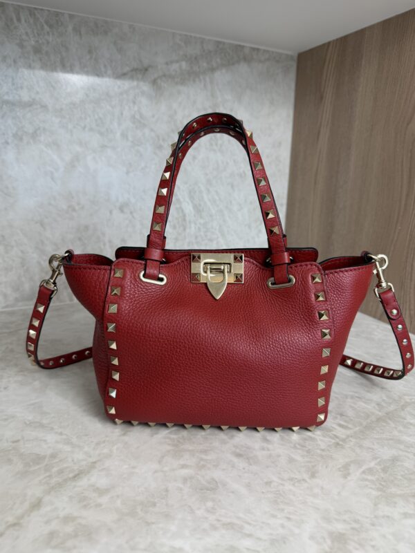 Valentino Garavani Pebbled Calfskin Mini Rockstud Tote