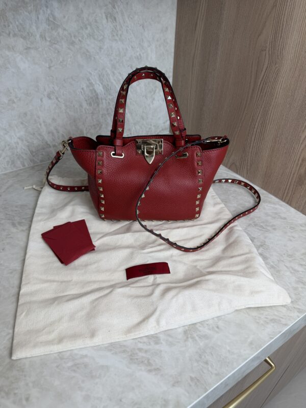 Valentino Garavani Pebbled Calfskin Mini Rockstud Tote