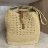 Saint Laurent (YSL) Natural Raffia And Brown Leather Le 5 A 7 Shoulder Bag