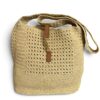 Saint Laurent (YSL) Natural Raffia And Brown Leather Le 5 A 7 Shoulder Bag